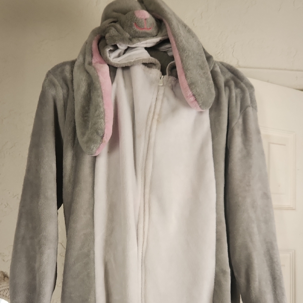 Gray and Pink Bunny Onesie